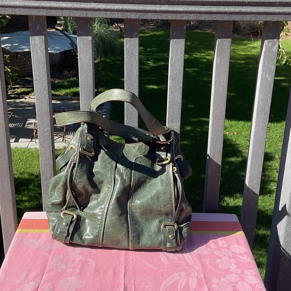 Kooba Olive Green Leather Shoulder Bag